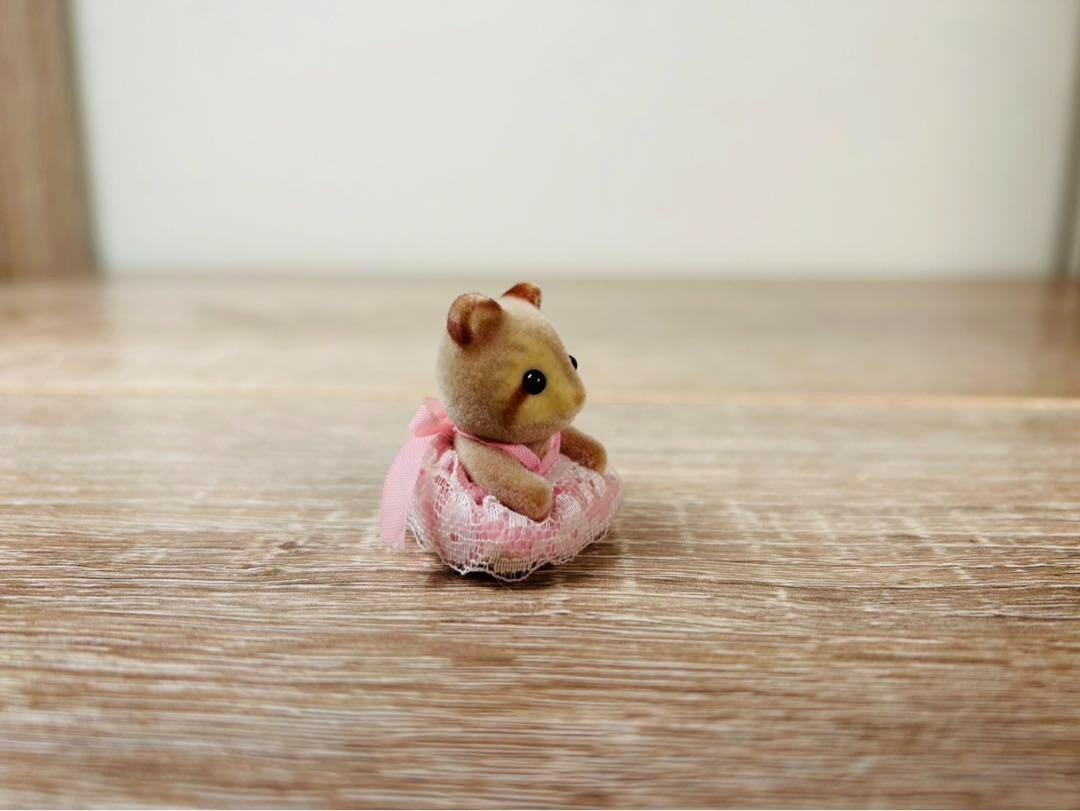Vintage Rare Sylvanian Families Raccoon and Fairy Set Flower Swing stump