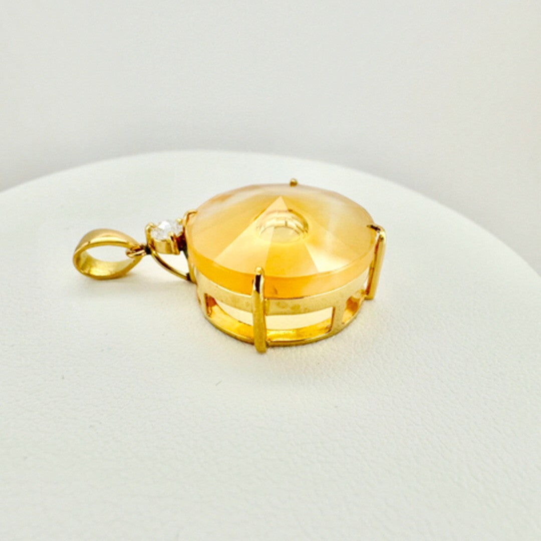 Tom Munsteiner 18k Yellow Gold Pendant Charm 9.98ct Citrine 0.08ct Diamond New