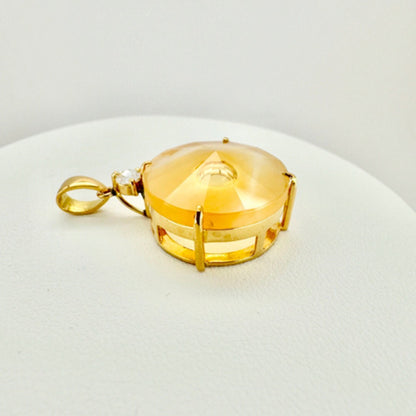 Tom Munsteiner 18k Yellow Gold Pendant Charm 9.98ct Citrine 0.08ct Diamond New