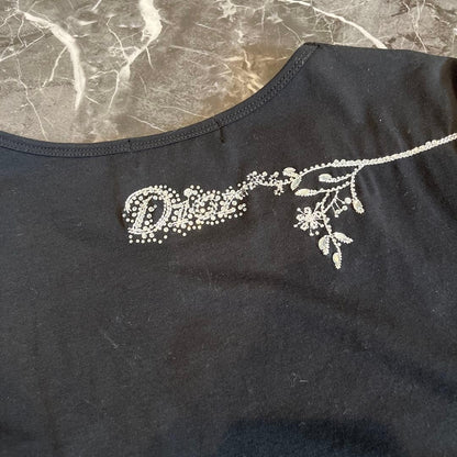 USED DIOR T-SHIRT WITH FLORAL EMBROIDERY AND BEADS GOOD