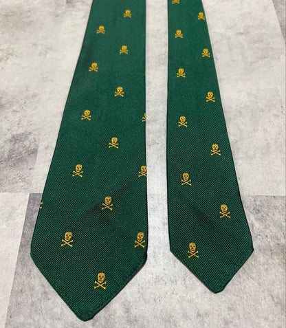 Ralph Lauren Rugby Skull Crossbones Green Silk Necktie Rare Discontinued Mint
