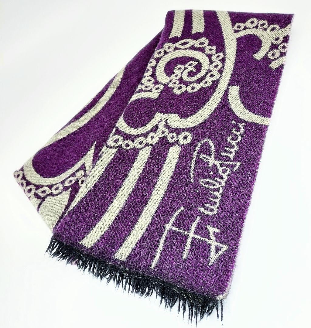Emilio Pucci Wool scarf, purple, Italy Neck Warmer Fringe multipurpose