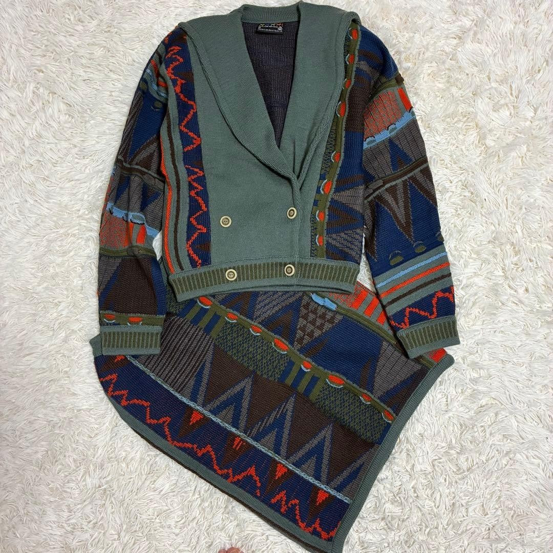 COOGI 3D Knit All-Over Print Cardigan and Skirt Set Made in Australia