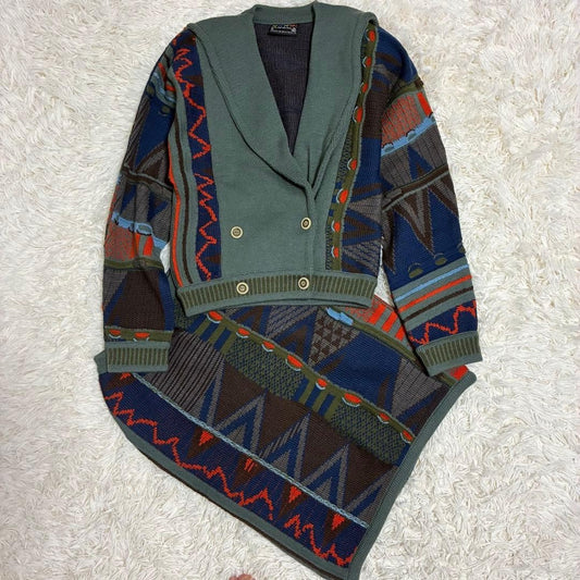 COOGI 3D Knit All-Over Print Cardigan and Skirt Set Made in Australia