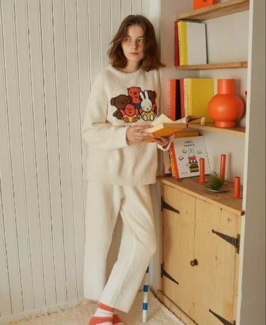 Gelato Pique Dick Bruna Miffy UNISEX Jacquard Pullover Long Pants Set Japan NEW