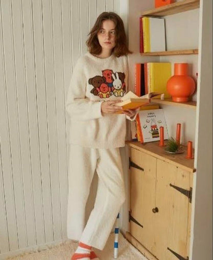 Gelato Pique Dick Bruna Miffy UNISEX Jacquard Pullover Long Pants Set Japan NEW