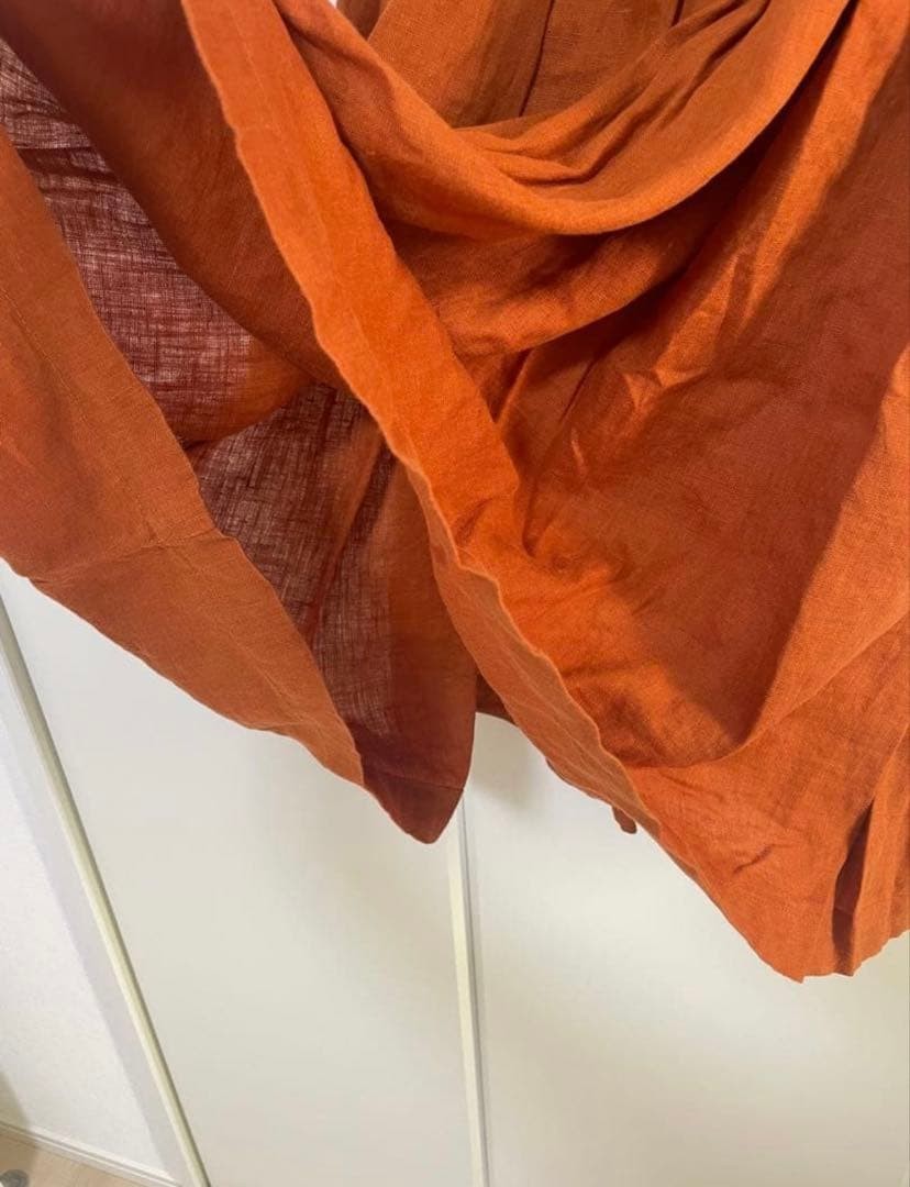 fog linen work Long Skirt Orange M - Relaxed Fit, Quality Linen