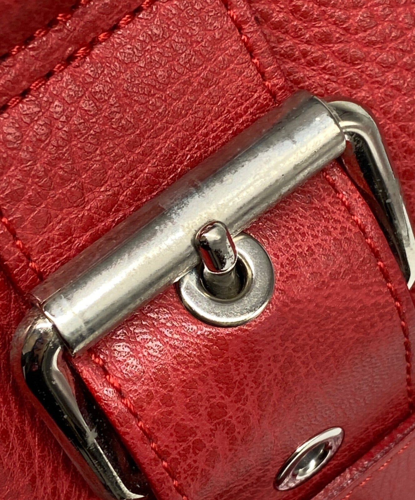 LONGCHAMP x KATE MOSS Leather Mini Boston Bag Red Hand Bag Womens Authentic