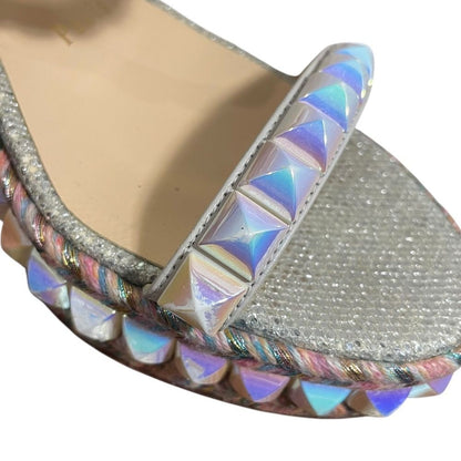 Christian Louboutin Katakuro Studded Wedge Sandals Size 34 Multicolor Women USED