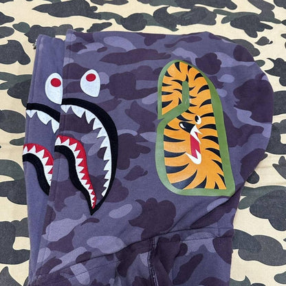 A Bathing Ape BAPE Double Shark Full Zip Hoodie Size XL Used