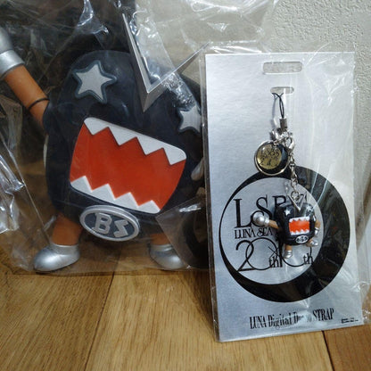 Domo Kun x Luna Sea PVC Figure Piggy Bank & Figure Strap Set Japan Rare