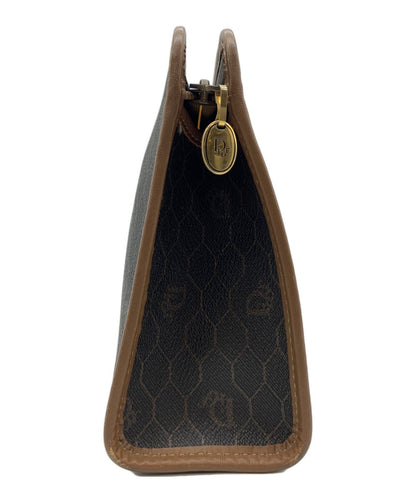 Dior Honeycomb Clutch Bag Brown Canvas Leather Vintage Authentic