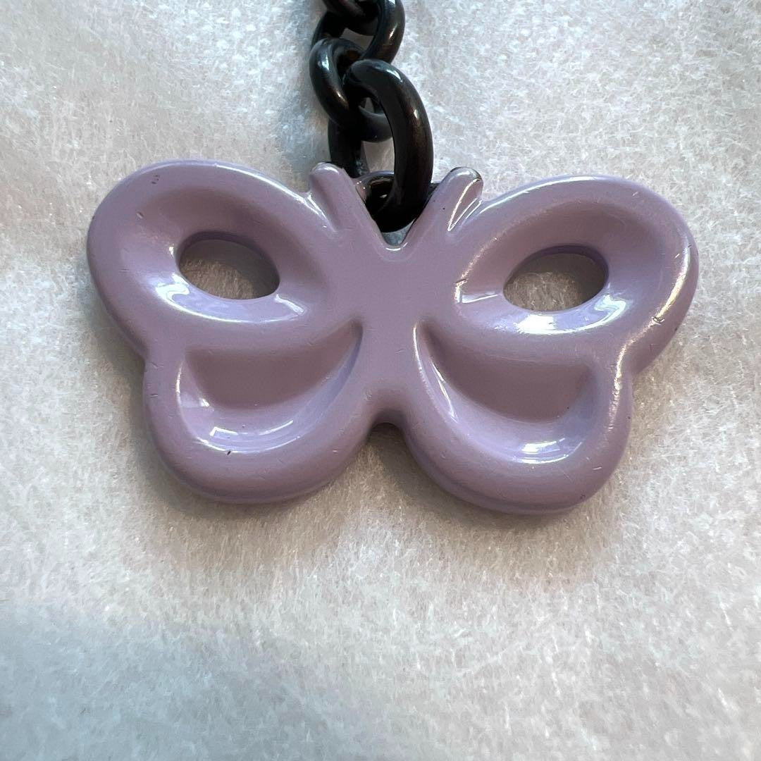BOTTEGA VENETA Butterfly Strap Purple keychain bag charm ring authentic Italy