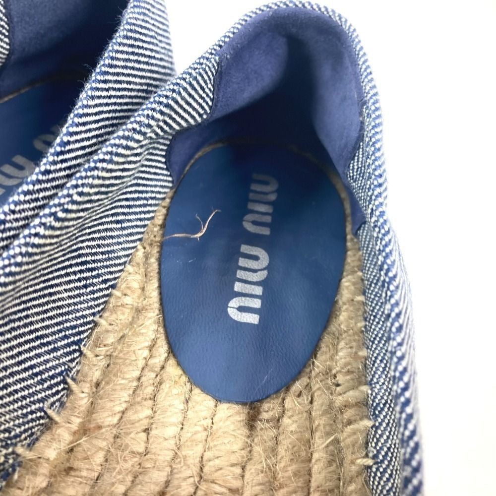 MIUMIU logo Shoes Slip-on Flats Espadrille cotton blue/White