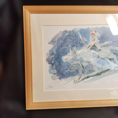 Princess Mononoke painting with serial number, Studio Ghibli, not for sale.