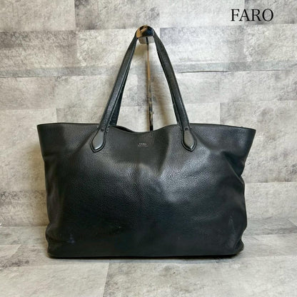 FARO Leather Tote Bag Large Capacity Black Italy Made Men Vintage