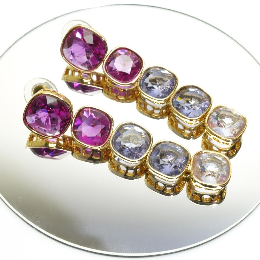 Swarovski NightTime Fuchsia Earrings Silvertone Used