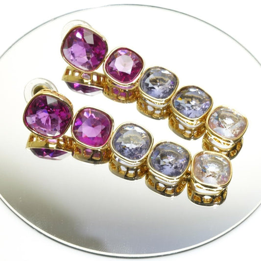 Swarovski NightTime Fuchsia Earrings Silvertone Used