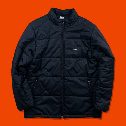 00s Y2K NIKE Puff Jacket Puffer Padded Insulation Black Drawcord Vintage