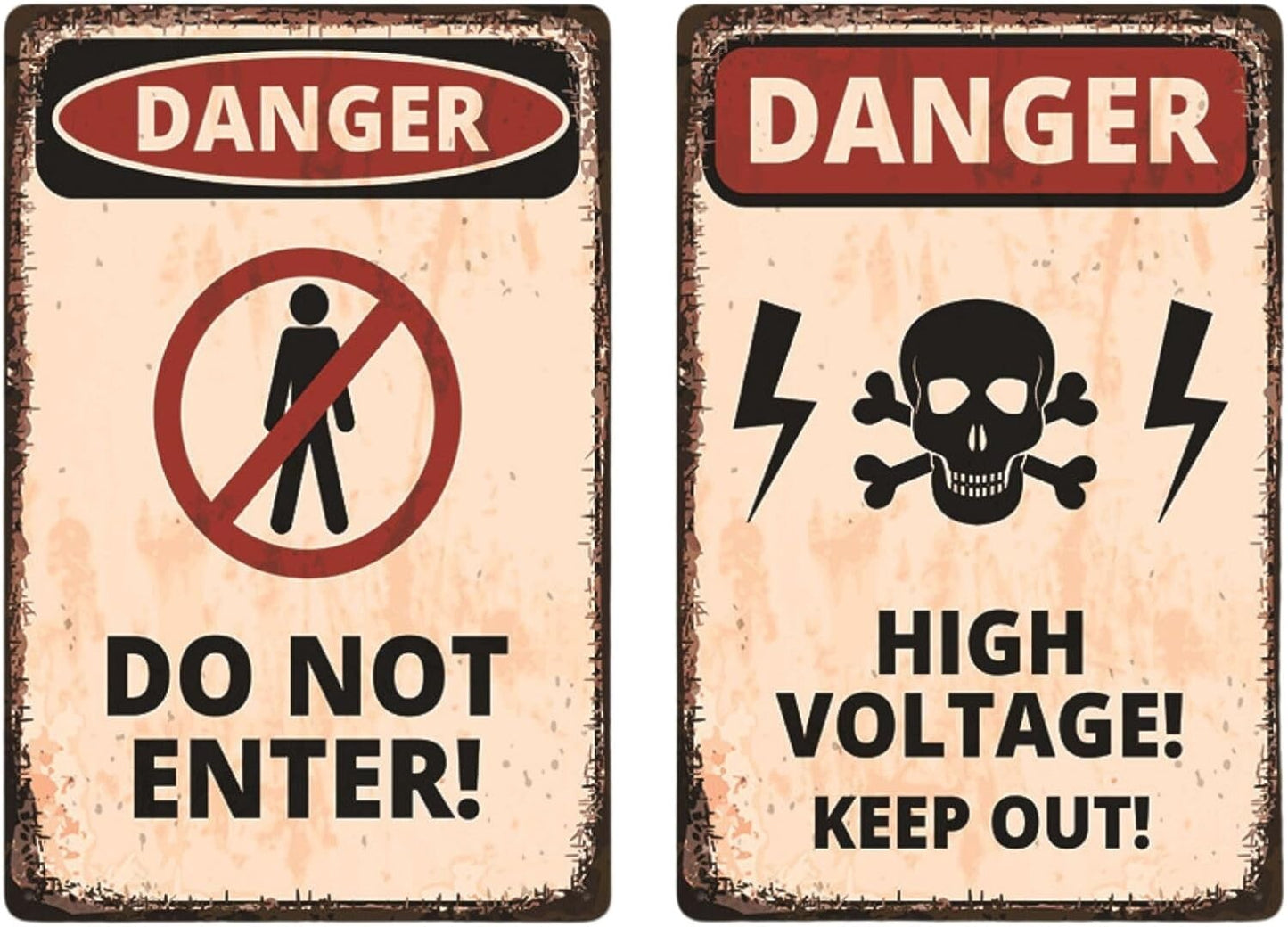 FrugeL Tinplate No Trespassing Sign, set of 2, perforated, security (H.V.k)
