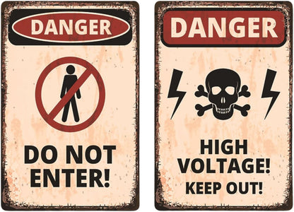 FrugeL Tinplate No Trespassing Sign, set of 2, perforated, security (H.V.k)