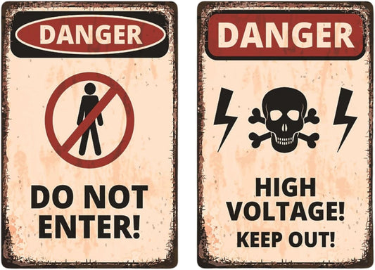 FrugeL Tinplate No Trespassing Sign, set of 2, perforated, security (H.V.k)