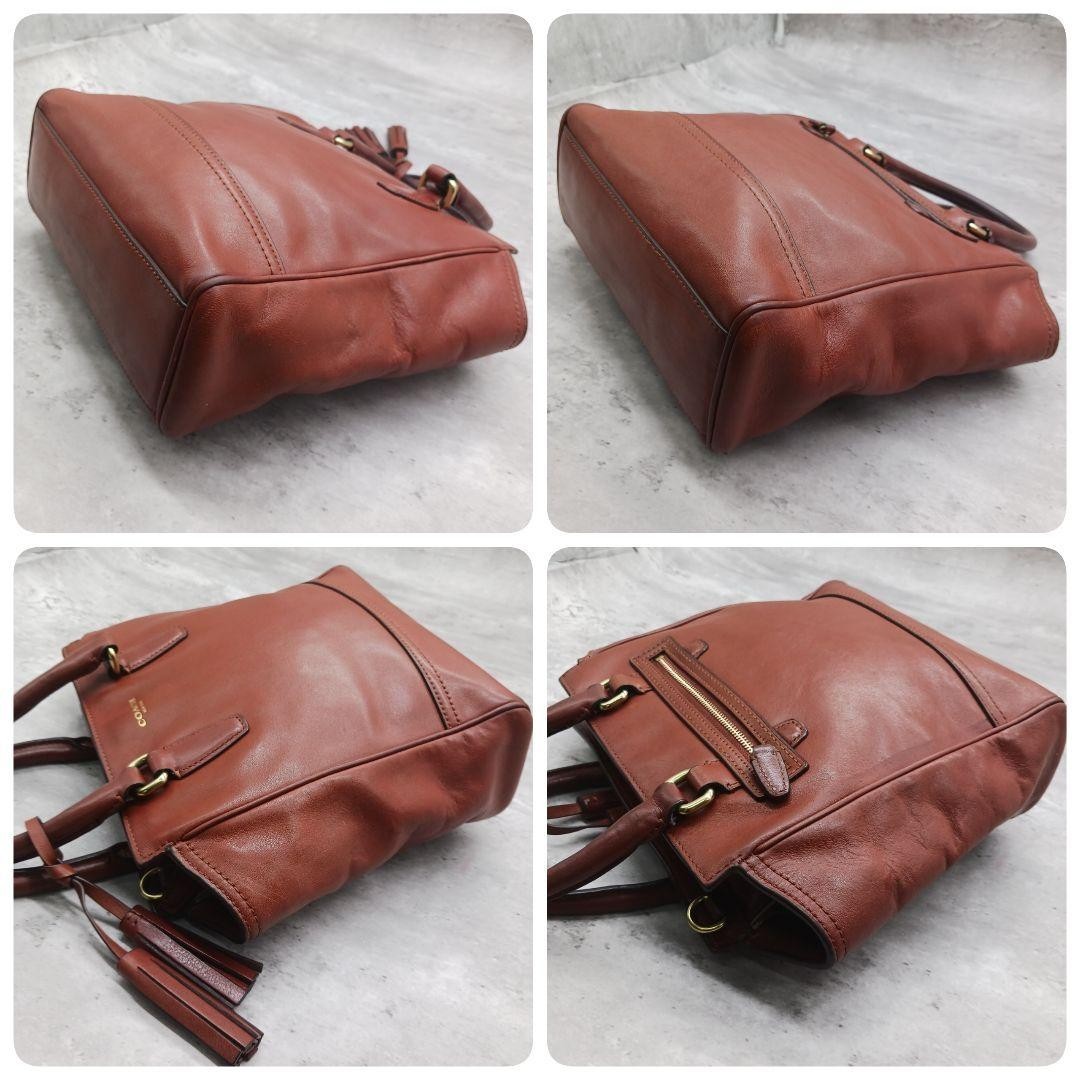 COACH Legacy Mini Tanner Leather Tote Handbag Brown Women Authentic