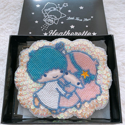 Sanrio Little Twin Stars Heatherette Beaded Embroidery Pouch With box Rare 2003