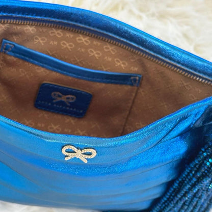 Anya Hindmarch Women Bag Hand Beads Sequin Clutch Metallic Blue Limited Edition