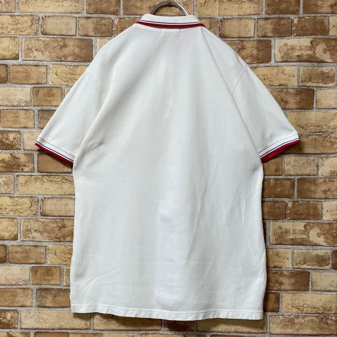 Peanuts Snoopy Polo Shirt White Tricolor M Used Casual Short Sleeve