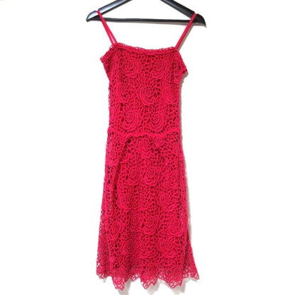 Christian Dior Embroidered Flower Lace Camisole Dress 36 Fuchsia Pink Women USED