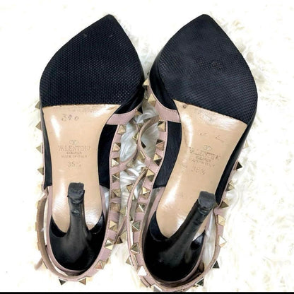 Women 6.0US Valentino Shoes Same Day Black Studded High Heels Limited Edition VH