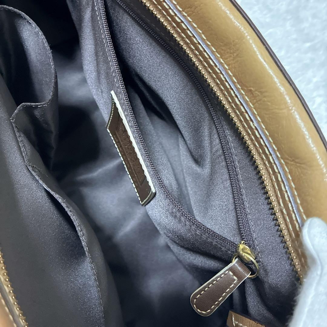 Coach Signature Hamptons Leather Tote Bag Brown Beige Vintage Authentic