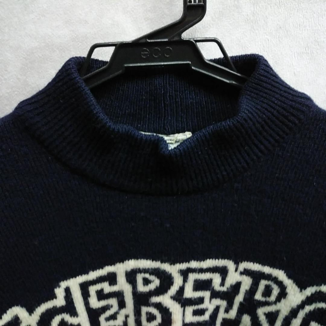 ICEBERG JEANS Vintage Men's Black Logo Wool Sweater Knit Rare Used