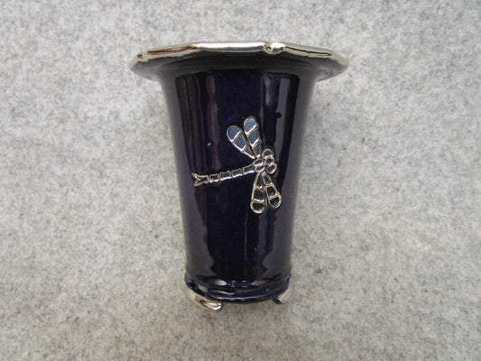 Japanese pot TENZAN work shop Lapis Lazuli Dragonfly SUKASHI