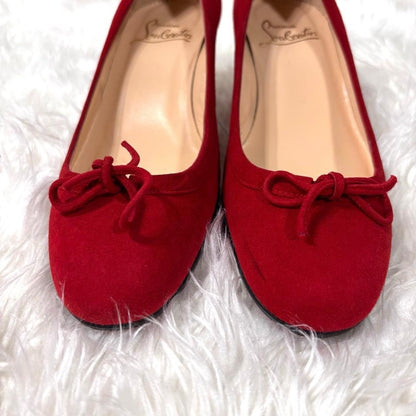 Rare Christian Louboutin Red Suede Ribbon Heels Pumps Size 35.5 (US 5)