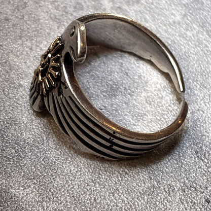 Rare US size 10 Thunderbird ring, 3 stars, 1 carat, 925 sterling silver.