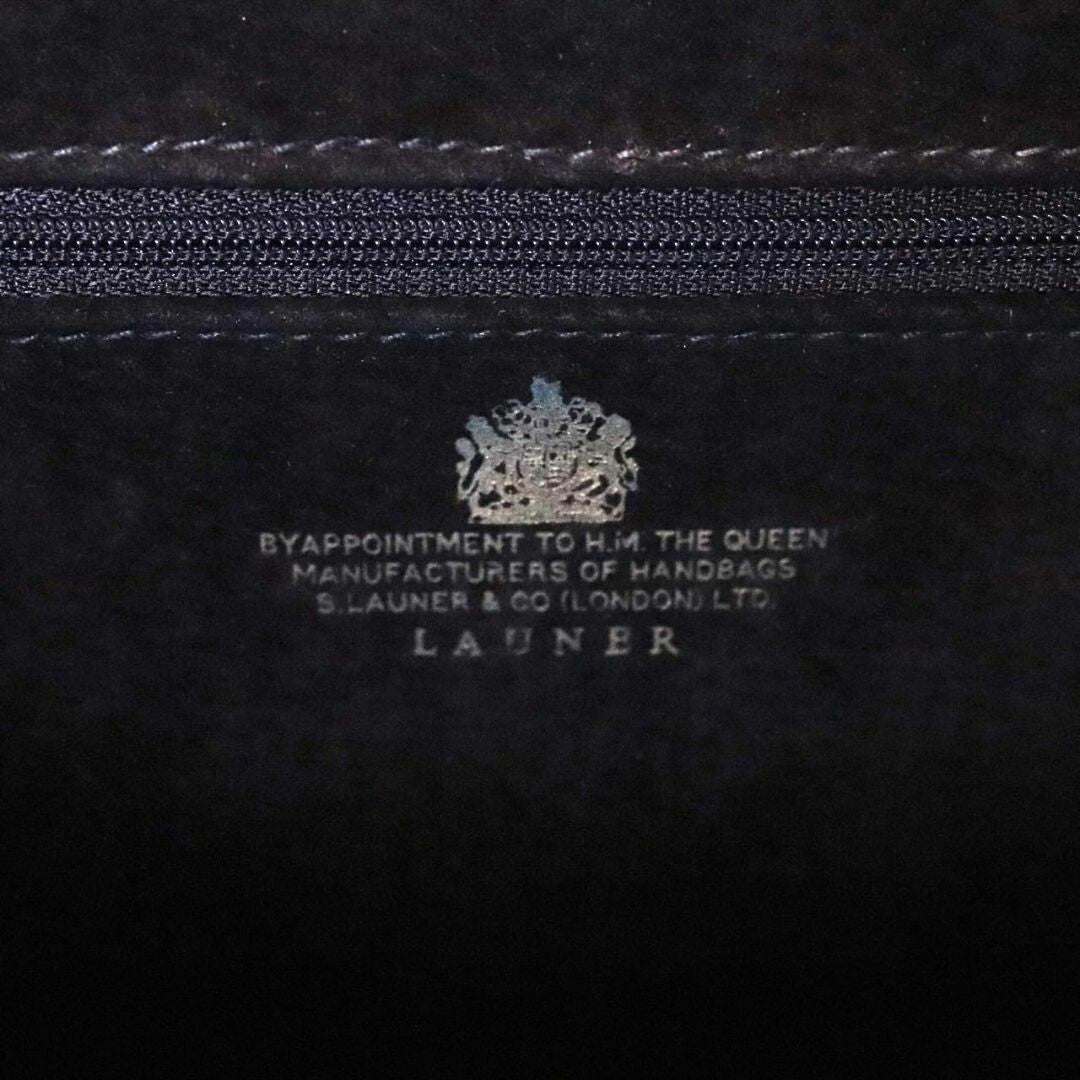 Launer London Handbag Black Calf Leather Gold Hardware Women's w/Card case Used