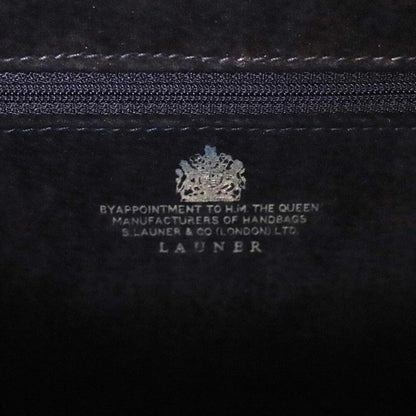 Launer London Handbag Black Calf Leather Gold Hardware Women's w/Card case Used