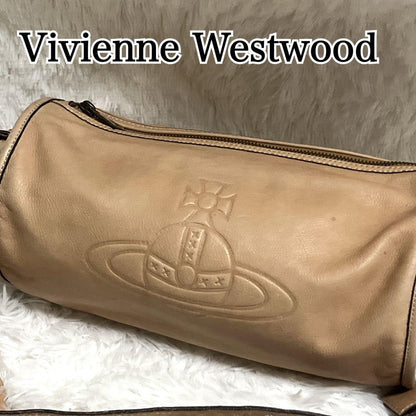 Rare Vivienne Westwood Vintage Leather Drum Handbag Cylinder Shape Camel Orb Log