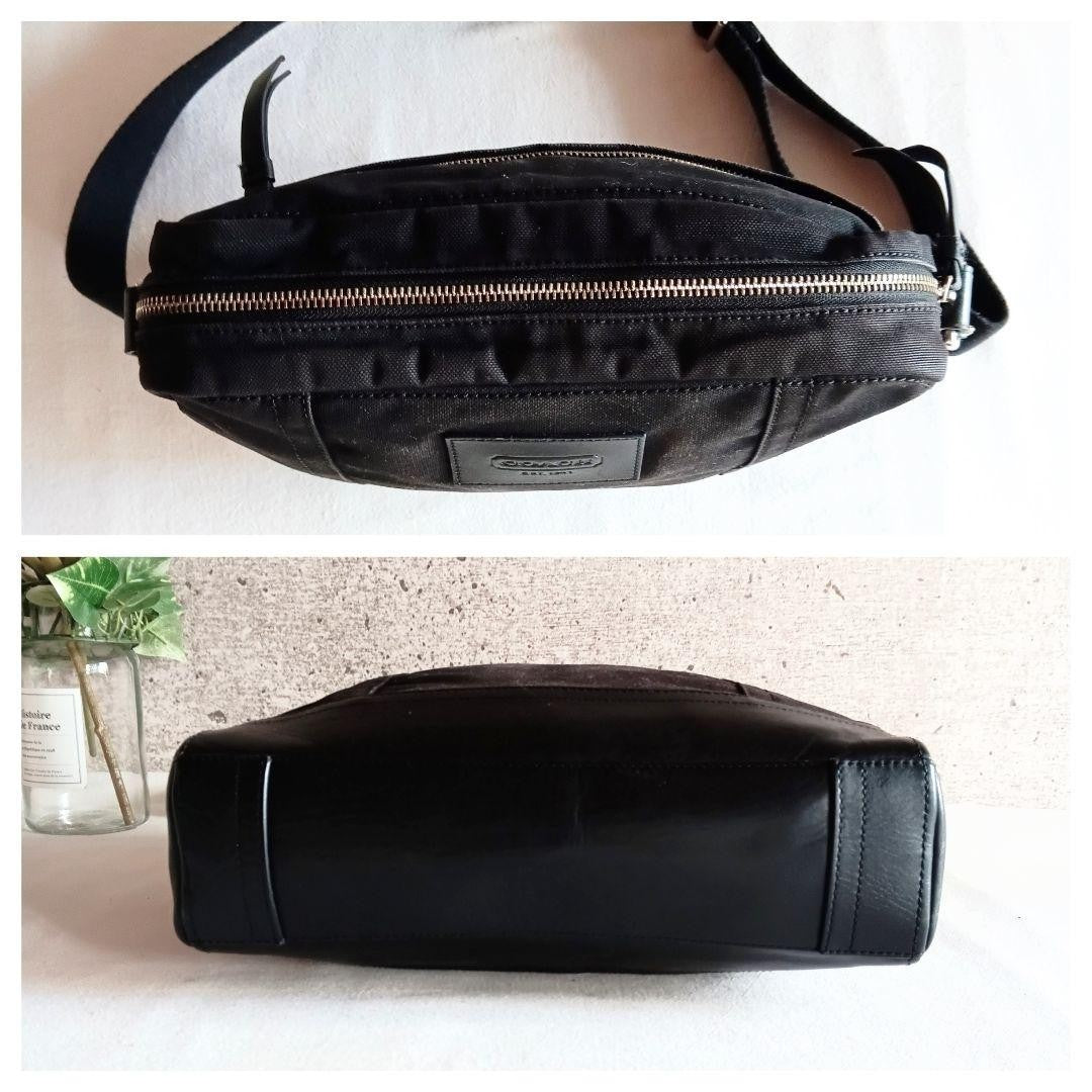 Coach Vintage Black Shoulder Bag Canvas Nylon with Leather Trim Large Crossbody
