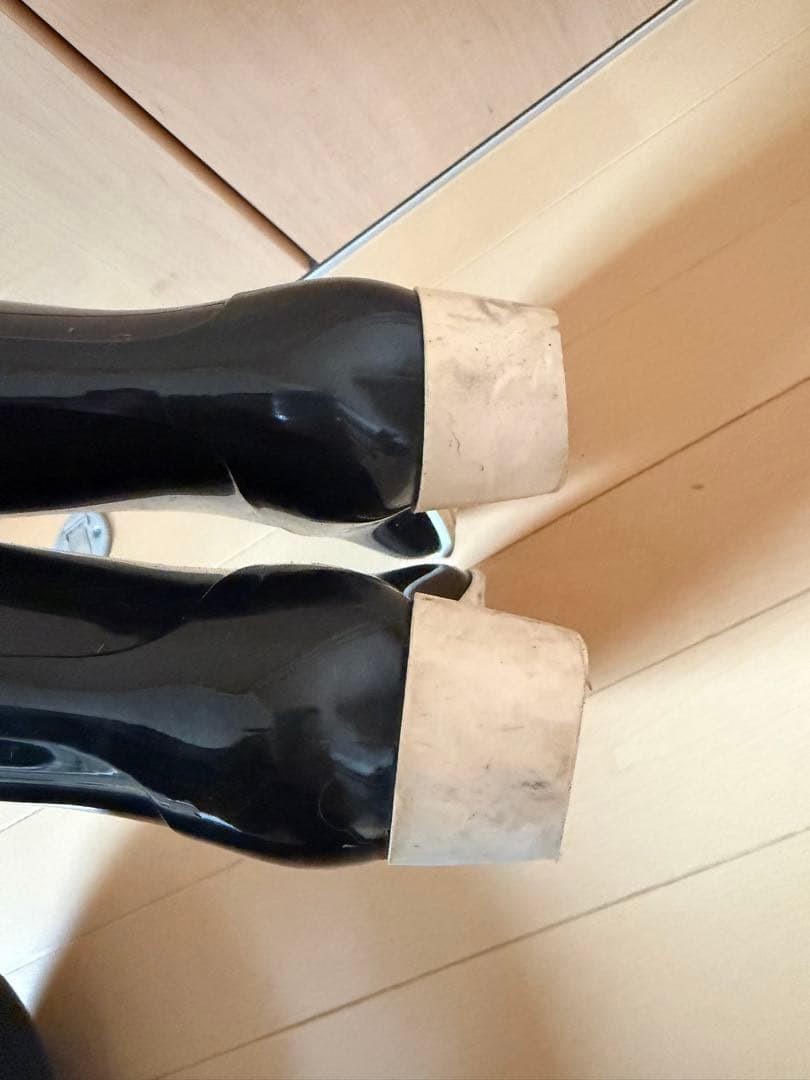CHANEL Camellia Coco Mark Rain Boots Black Rubber Flower Logo Size EU36 used
