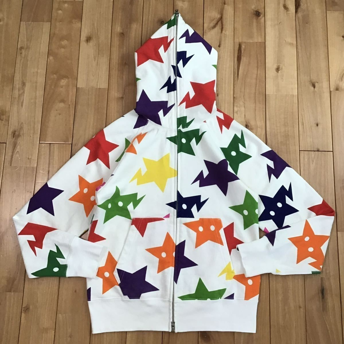 Bape Star Hoodie Men's S Size Multi Color A Bathing Ape Full Zip SweatshirUsed