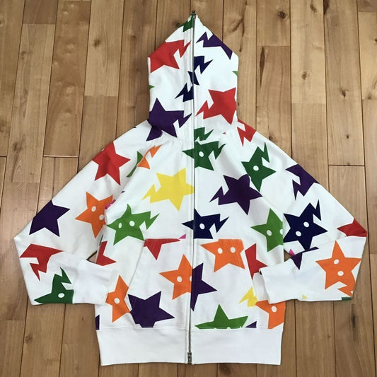 Bape Star Hoodie Men's S Size Multi Color A Bathing Ape Full Zip SweatshirUsed