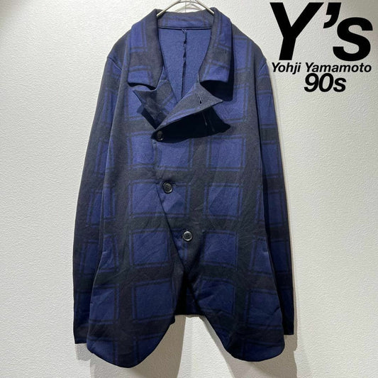 Y's Yohji Yamamoto 90s Blazer Irregular Check Tailored Jacket Shrunken Women's
