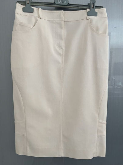Christian Dior BOUTIQUE Ivory Suit Set Formal Blazer Jacket Peplum Pencil Skirt