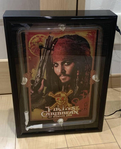 Disney Store Genuine Pirates of the Caribbean Wall Clock Neon #3964b8