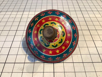 Vintage Japanese Tin Toy Spinning Tops Set of 5, 55mm, Collector's Item