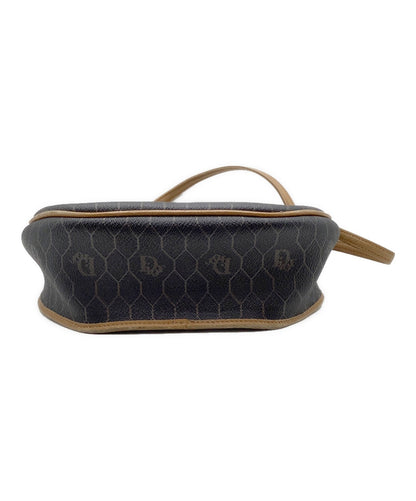 Dior Honeycomb Shoulder Crossbody Bag Brown Canvas Leather Vintage Auth