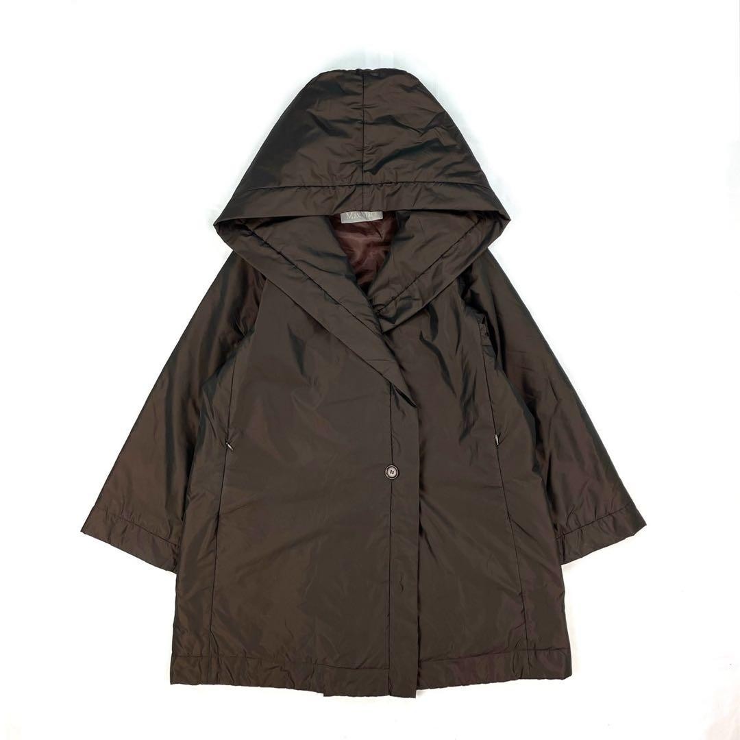 Max Mara KIMINO Hoodie Coat Jacket Blouson Women Size 36 Brown
